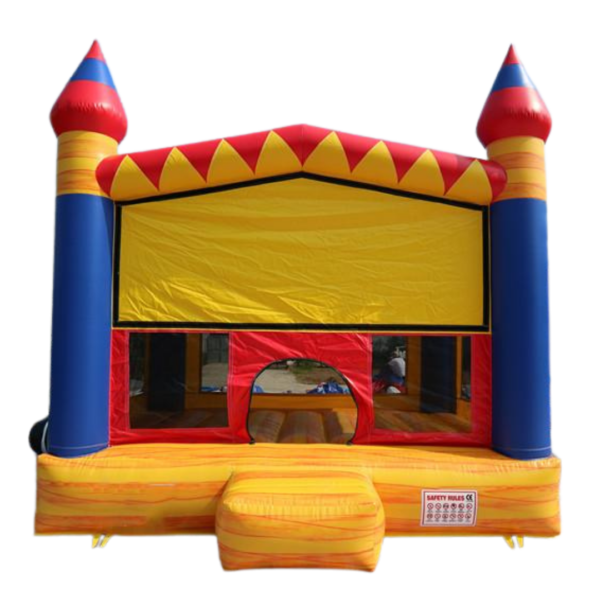 This Jump With Chris Party Rentals Downey CA, small Castle jumper has a 90 square foot bouncing area. Great for kids ages eight and younger. Make sure to get your little prince his own Castle for his next party. This unit features an inflatable safety ramp at the entrance to protect children as they scramble to get into the bounce area. It also has large netted vent windows all around to keep things cool for the kids while allowing parents to keep an eye on all activities inside.